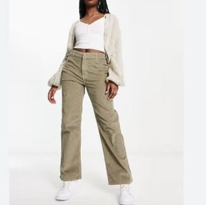 Hollister Corduroy High-Rise Dad Pants Women's 28 Green Boho Retro Y2K 90s